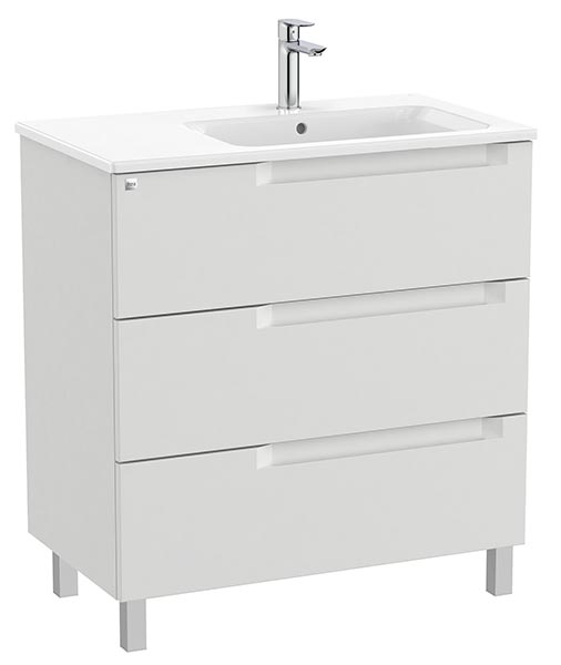 Conjunto Aleyda Unik (mueble base c/3 cajones y lavabo asimétrico a la derecha) 805x460x740 mm, gris piedra, (A851823514)