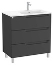 Conjunto Aleyda Unik (mueble base c/3 cajones y lavabo asimétrico a la derecha) 805x460x740 mm, negro mate, (A851823523)
