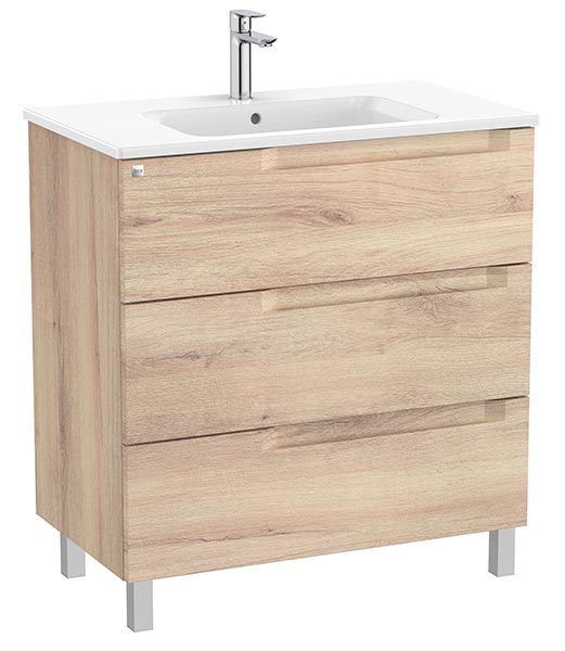 Conjunto Aleyda Unik (mueble base c/3 cajones y lavabo centrado) 805x460x740 mm, beige madera, (A851824524)
