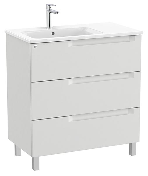Conjunto Aleyda Unik (mueble base c/3 cajones y lavabo asimétrico a la izquierda) 805x460x740 mm, gris piedra, (A851825514)