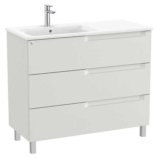 Conjunto Aleyda Unik (mueble base c/3 cajones y lavabo asimétrico a la izquierda) 1005x460x740 mm, gris piedra, (A851828514)
