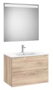 Conjunto Aleyda Pack (mueble base c/2 cajones, lavabo centrado y espejo LED) 805x460x565 mm, beige madera, (A851836524)