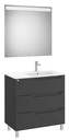 Conjunto Aleyda Pack (mueble base c/3 cajones, lavabo a la derecha y espejo LED) 805x460x740 mm, negro mate, (A851843523)
