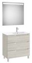 Conjunto Aleyda Pack (mueble base c/3 cajones, lavabo a la derecha y espejo LED) 805x460x740 mm, blanco madera, (A851843525)
