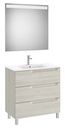 Conjunto Aleyda Pack (mueble base c/3 cajones, lavabo centrado y espejo LED) 805x460x740 mm, blanco madera, (A851844525)
