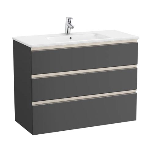 Conjunto Unik The Gap (mueble base c/3 cajones y lavabo centrado) 1005x460x763 mm, blanco mate, (A851853509)