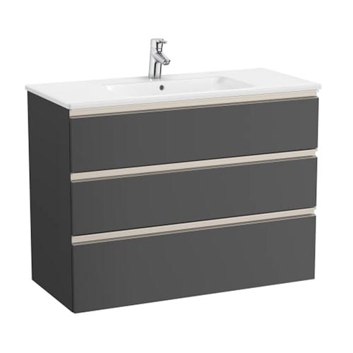 Conjunto Unik The Gap (mueble base c/3 cajones y lavabo centrado) 1005x460x763 mm, nogal, (A851853517)