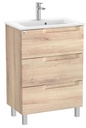 Conjunto Aleyda Unik (mueble base compacto c/3 cajones y lavabo) 605x380x740 mm, beige madera, (A851883524)