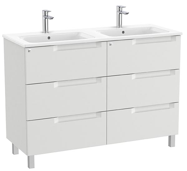 Conjunto Aleyda Unik (mueble base c/6 cajones y lavabo doble) 1200x460x740 mm, gris piedra, (A851888514)