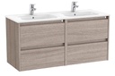 Conjunto Unik Tenet (mueble base c/4 cajones y lavabo doble) 1170x453x565 mm, roble city texturizado, (A851891402)