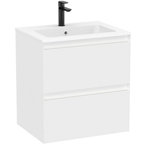 Conjunto Unik Tenue (mueble base c/2 cajones y lavabo) 605x460x650 mm, blanco mate, (A851933529)