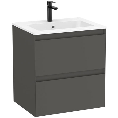 Conjunto Unik Tenue (mueble base c/2 cajones y lavabo) 605x460x650 mm, ónix, (A851933531)