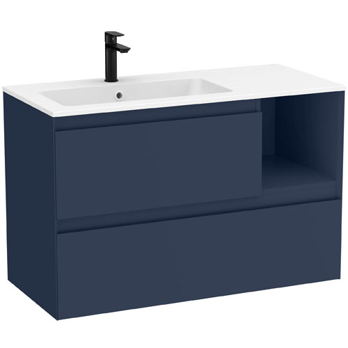 Conjunto Unik Tenue (mueble base c/2 cajones y lavabo izquierda) 1005x460x650 mm, azul noche, (A851936538)