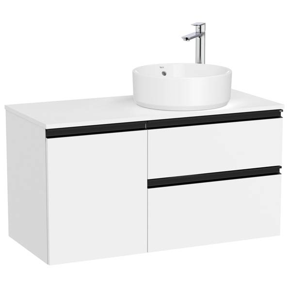 Mueble base The Gap c/2 cajones, p/lavabo de sobre encimera derecha, 1000x460x537 mm, blanco mate, (A851956509)