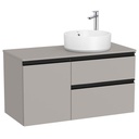 Mueble base The Gap c/2 cajones, p/lavabo de sobre encimera derecha, 1000x460x537 mm, gris mate, (A851956547)