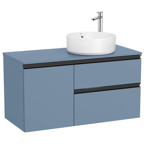 Mueble base The Gap c/2 cajones, p/lavabo de sobre encimera derecha, 1000x460x537 mm, azul mate, (A851956548)