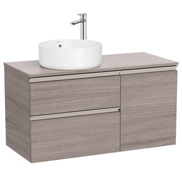 Mueble base The Gap c/2 cajones, p/lavabo de sobre encimera izquierda, 1000x460x537 mm, roble city texturizado, (A851957402)