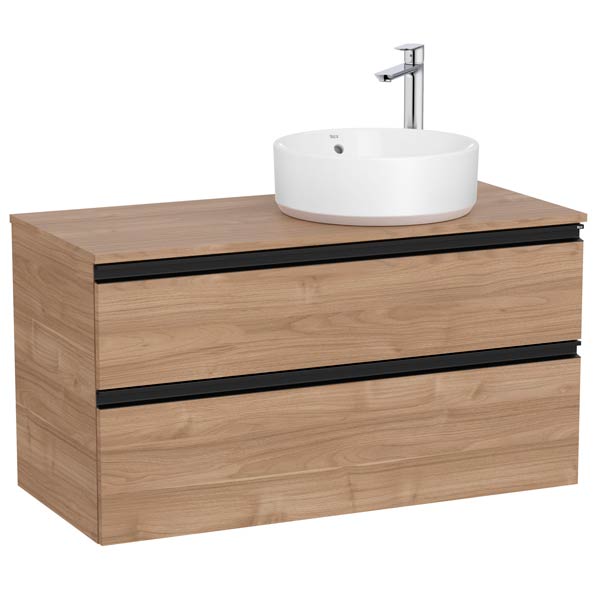 Mueble base The Gap c/2 cajones, p/lavabo de sobre encimera derecha, 1000x460x537 mm, nogal, (A851958517)