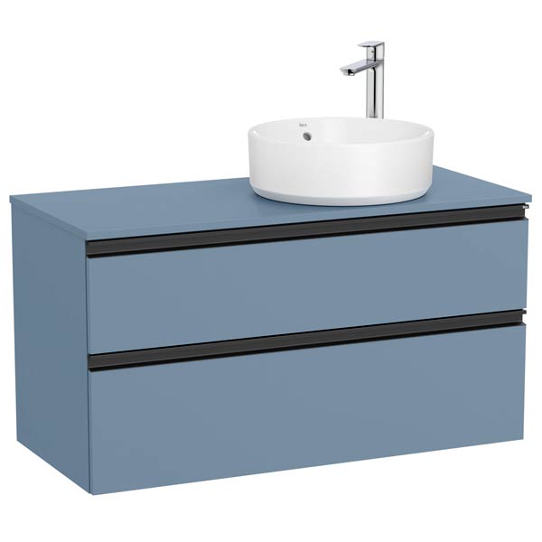 Mueble base The Gap c/2 cajones, p/lavabo de sobre encimera derecha, 1000x460x537 mm, azul mate, (A851958548)