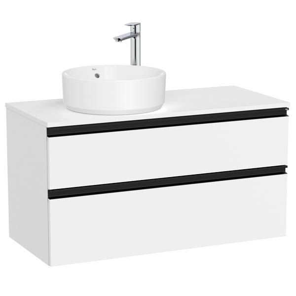 Mueble base The Gap c/2 cajones, p/lavabo de sobre encimera izquierda, 1000x460x537 mm, blanco mate, (A851959509)