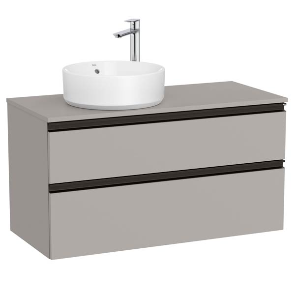 Mueble base The Gap c/2 cajones, p/lavabo de sobre encimera izquierda, 1000x460x537 mm, gris mate, (A851959547)