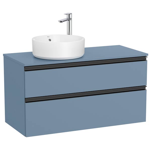 Mueble base The Gap c/2 cajones, p/lavabo de sobre encimera izquierda, 1000x460x537 mm, azul mate, (A851959548)