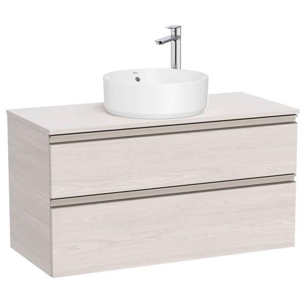 Mueble base The Gap c/2 cajones, p/lavabo de sobre encimera central, 1000x460x537 mm, fresno nórdico, (A851960434)