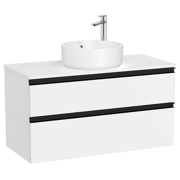 Mueble base The Gap c/2 cajones, p/lavabo de sobre encimera central, 1000x460x537 mm, blanco mate, (A851960509)