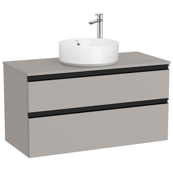 Mueble base The Gap c/2 cajones, p/lavabo de sobre encimera central, 1000x460x537 mm, gris mate, (A851960547)