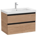 Conjunto Unik The Gap (mueble base c/2 cajones y lavabo plus centrado) 800x460x575 mm, nogal, (A851964517)