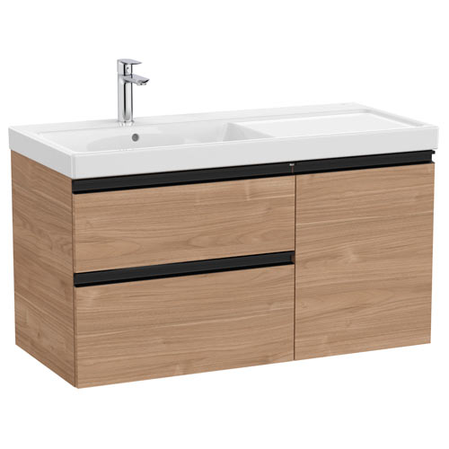 Conjunto Unik The Gap (mueble base c/2 cajones, 1 puerta y lavabo plus izquierda) 1000x460x575 mm, nogal, (A851968517)