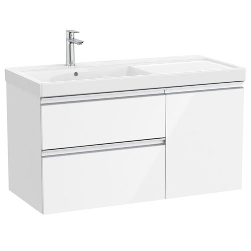Conjunto Unik The Gap (mueble base c/2 cajones, 1 puerta y lavabo plus izquierda) 1000x460x575 mm, blanco brillo, (A851968806)