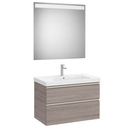 Conjunto Pack The Gap (mueble base c/2 cajones, lavabo plus central y espejo LED) 800x460x575 mm, roble city tex., (A851975402)