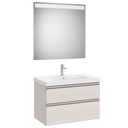 Conjunto Pack The Gap (mueble base c/2 cajones, lavabo plus central y espejo LED) 800x460x575 mm, fresno nórdico, (A851975434)