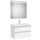 Conjunto Pack The Gap (mueble base c/2 cajones, lavabo plus central y espejo LED) 800x460x575 mm, blanco brillo, (A851975806)