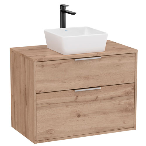 Mueble base Optica c/2 cajones, p/lavabo de sobre encimera, 790x455x580 mm, nogal, (A851987517)