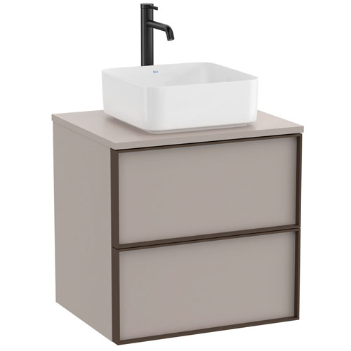 Mueble base Inspira c/2 cajones, p/lavabo de encimera o sobre encimera, 600x490x580 mm, gris arena, (A851993510)
