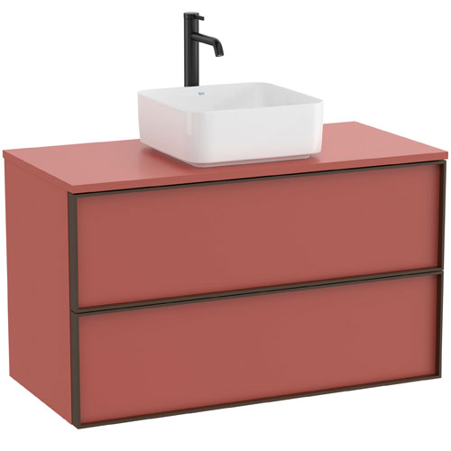 Mueble base Inspira c/2 cajones, p/lavabo de encimera o sobre encimera, 1000x490x580 mm, terracota, (A851995552)
