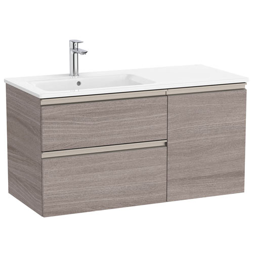 Conjunto Unik The Gap (mueble base c/2 cajones, 1 puerta y lavabo izquierda) 1005x460x537 mm, roble city tex., (A851996402)