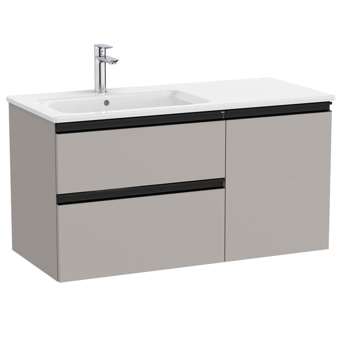 Conjunto Unik The Gap (mueble base c/2 cajones, 1 puerta y lavabo izquierda) 1005x460x537 mm, gris mate, (A851996547)
