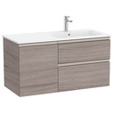 Conjunto Unik The Gap (mueble base c/2 cajones, 1 puerta y lavabo derecha) 1005x460x537 mm, roble city tex., (A851997402)