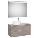 Conj. Pack The Gap (mueble base c/2 caj., 1 puerta, izq. y espejo LED) 1000x460x537 mm, roble city tex., (A852000402)