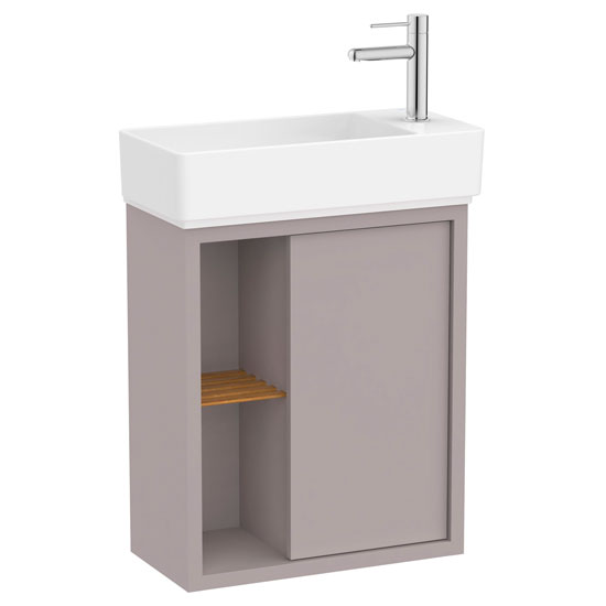 Unik Tura (mueble base compacto 1 puerta, estante lat., lav. ag. grif. der.) 550x275x600 mm, gris noble claro, (A852022559)