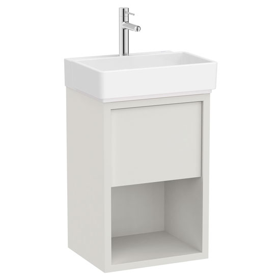 Unik Tura (mueble base compacto de una cajón, estante abierto inferior y lavabo) 450x360x600 mm, blanco roto, (A852023558)