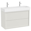 Unik Tura (mueble base de dos cajones y lavabo con dos orificios para grifería) 1000x430x600 mm, blanco roto, (A852036558)