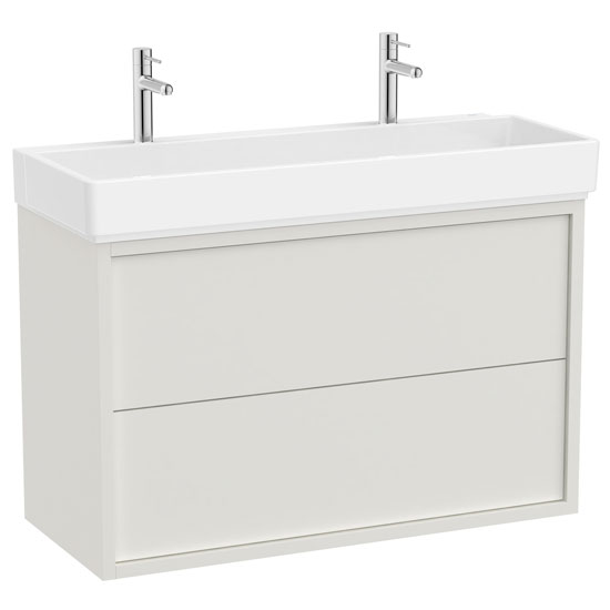 Unik Tura (mueble base de dos cajones y lavabo con dos orificios para grifería) 1000x430x600 mm, olmo claro, (A852036565)