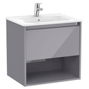 Unik Tenor (mueble de un cajón, estante abierto y lavabo) 605x460x580 mm, gris brillo, (A852079516)