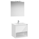 Pack Tenor (mueble c/1 cajón, estante abierto, lavabo, espejo y aplique LED) 605x460x580 mm, blanco brillo, (A852086806)