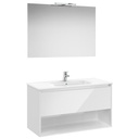 Pack Tenor (mueble c/1 cajón, estante abierto, lavabo, espejo y aplique LED) 1005x460x580 mm, blanco brillo, (A852088806)