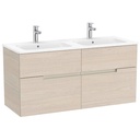 Conjunto Unik Victoria-N (mueble base c/4 cajones y lavabo doble) 1191x460x583 mm, fresno claro, (A852099541)
